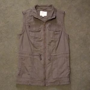 Olive Zip Up Vest